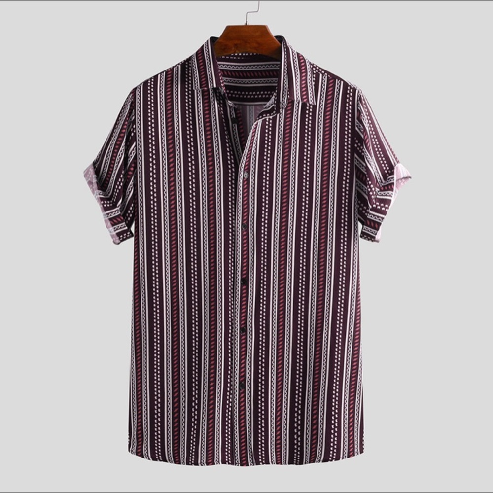 Vintage ethnic stripe printed collared shirt. NWT